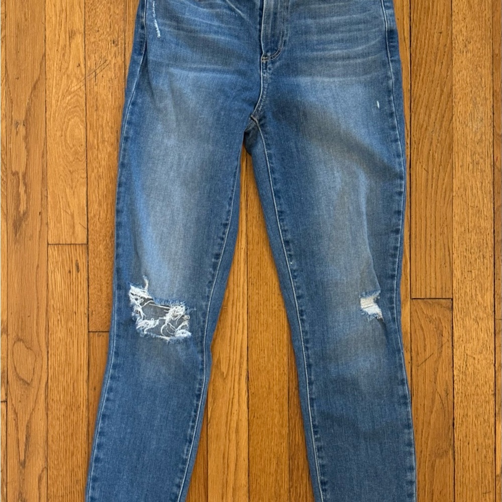 PAIGE Hoxton Ankle Jeans. Blue Mid-Rise Ripped Stretch Denim. Women’s Size 26 - Picture 11 of 12